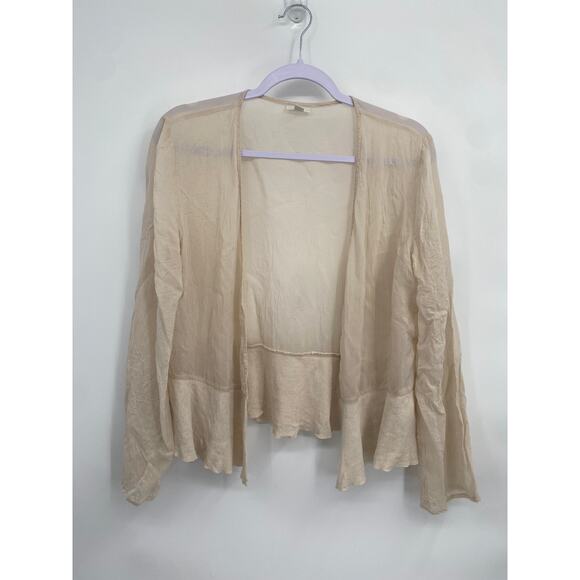 J. Jill Rayon Cream Cardigan Silk Sheer Button Up Medium - Picture 1 of 14
